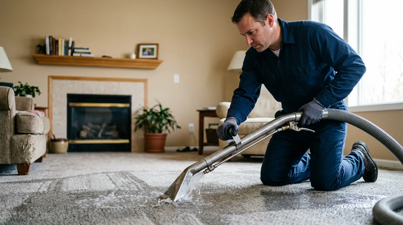 Water damage restoration technician working near Delta, PA